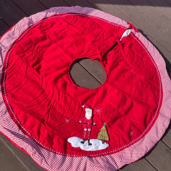 Santa Christmas Quilted Cotton Tree Skirt|Xmas Tree Bottom Decoration,54" Large - Picture 3 of 9